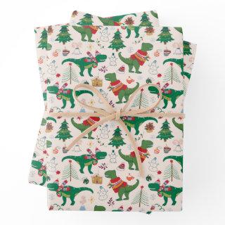 Dinosaurs in Sweaters Christmas Pattern  Sheets