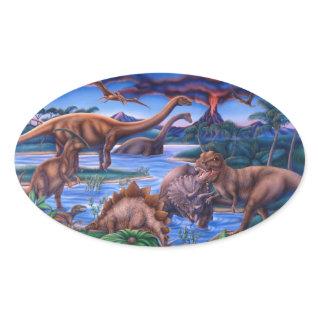 Dinosaurs Oval Sticker