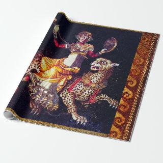 DIONYSOS WITH A SPEAR RIDING LEOPARD Greek Mosaic
