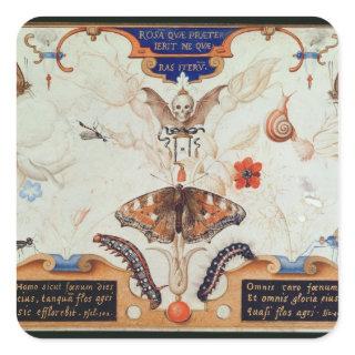Diptych with flowers and insects, 1591 square sticker