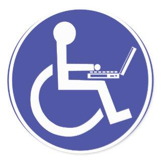 DISABLED LAPTOP CLASSIC ROUND STICKER