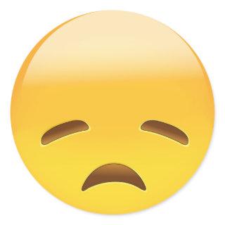 Disappointed Face Emoji Classic Round Sticker