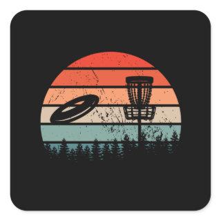 Disc Golf Retro Square Sticker