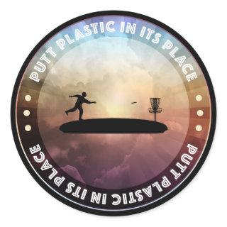 Disc Golfing Classic Round Sticker