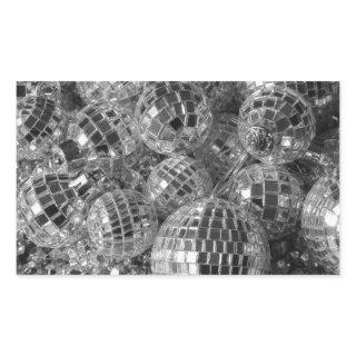 Disco Ball Ornaments Black and White Photo Rectangular Sticker