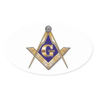 Discreet Blue Square & Compasses Oval Sticker