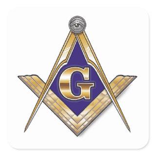 Discreet Blue Square & Compasses Square Sticker