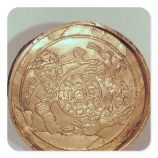 Dish with a hunting scene square sticker