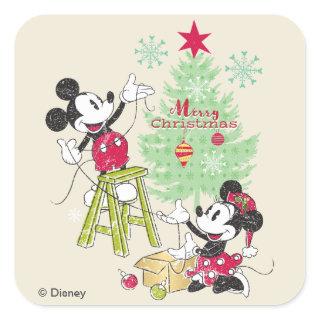 Disney | Mickey & Minnie | Classic Christmas Tree Square Sticker