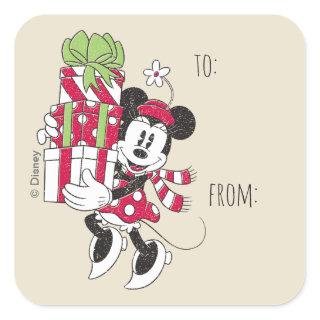 Disney | Vintage Minnie Delivering Holiday Cheer Square Sticker