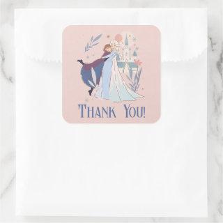 Disney's Frozen Floral Girl's Birthday Thank You Square Sticker