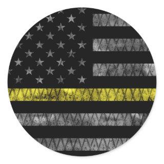 Dispatcher Thin Yellow Line Flag Classic Round Sticker