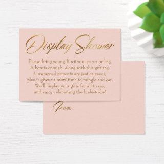 Display Shower Elegant Gold & Blush Gift Tag Card