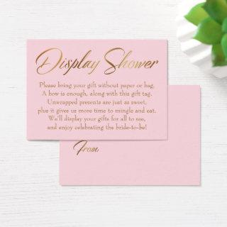Display Shower Elegant Gold & Pink Gift Tag Card