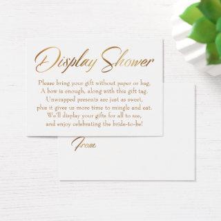 Display Shower Elegant Gold Script Gift Tag Card