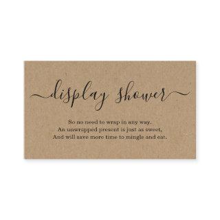 Display Shower Insert for Invitation  Rustic Kraft