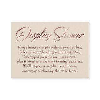 Display Shower Rose Gold on Ivory Insert Tag Card