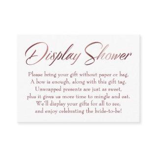 Display Shower Rose Gold Script Insert Tag Card