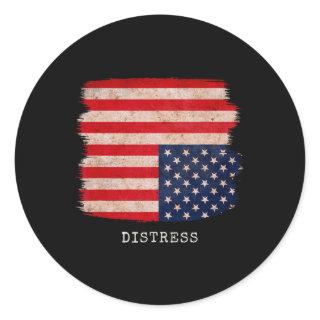 Distress Upside Down American Patriotic 4th July D Classic Round Sticker