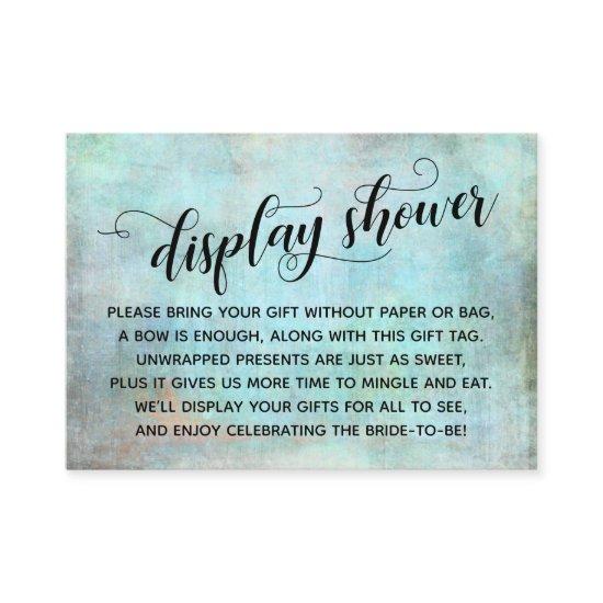 Distressed Aqua Display No Wrap Bridal Shower Card