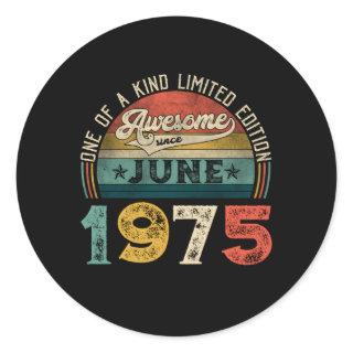 Distressed Awesome Since June 1975 48Th Classic Round Sticker
