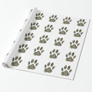 Distressed Camo Dog Paw Print