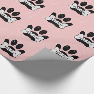 Distressed Dog Paw Print And Bone On Baby Pink