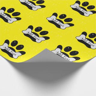 Distressed Dog Paw Print And Bone On Yellow