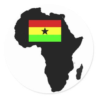 Distressed Ghanian flag and African Silhouette Classic Round Sticker