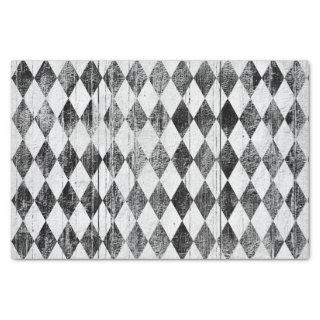 Distressed Harlequin Black and White Diamond Tissue Paper
