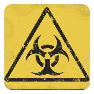 Distressed Hazard Warning Symbol V2 Square Sticker