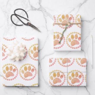 Distressed Paw And Round Frame Dog Print Pattern  Sheets