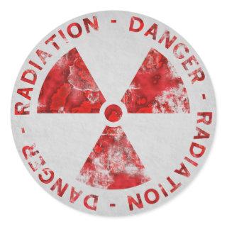 Distressed Red Radiation Symbol Sticker