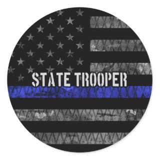 Distressed State Trooper Police Flag Classic Round Sticker