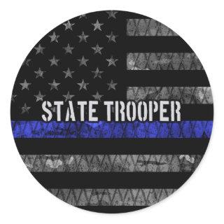 Distressed State Trooper Police Flag Classic Round Sticker