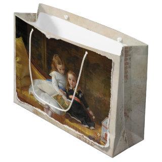 Distressed Victorian Two Young Girls Gift Bag