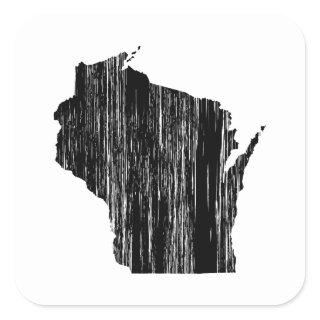 Distressed Wisconsin State Outline Square Sticker