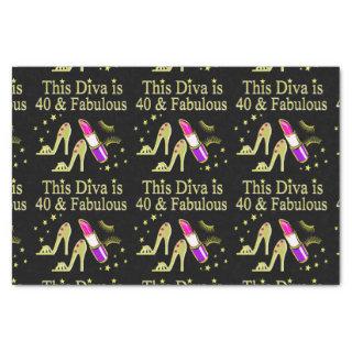 DIVA IS 40 AND FABULOUS GOLD HIGH HEEL DESIGN TISSUE PAPER