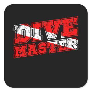 Dive Master Dive Instructor Diver Down Flag Scuba Square Sticker