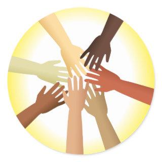 Diverse Hands Classic Round Sticker