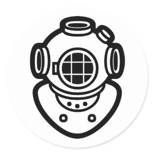 Diving Helmet Classic Round Sticker