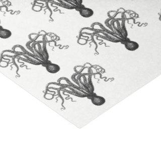 DIY Color Vintage Stylized Octopus Drawing #8 Blue Tissue Paper
