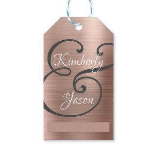 DIY His/Her Script Names, Wh/Grey, Rose Gold Metal Gift Tags