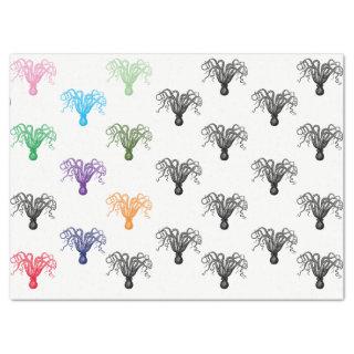 DIY MultiColor Vintage Stylized Octopus Drawing #8 Tissue Paper