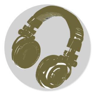 DJ music headphone Classic Round Sticker