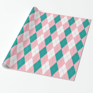 Dk Teal Pink Dark Gray Wht XL Argyle