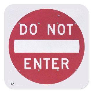 Do Not Enter Road Sign Square Sticker