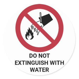 Do Not Extinguish With Water, Prohibition Sign Classic Round Sticker