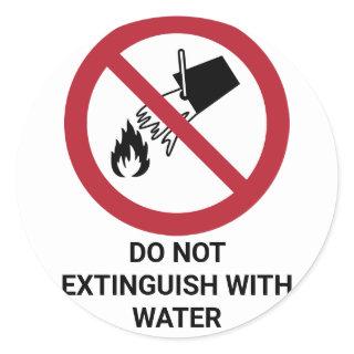 Do Not Extinguish With Water, Prohibition Sign Classic Round Sticker