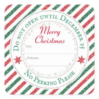 Do Not Open Until December 25 Present Gift Square Sticker